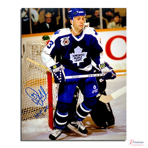 Doug Gilmour Toronto Maple Leafs Signed 8x10 Photograph In Front of the Net /w HOF 2011 Inscription