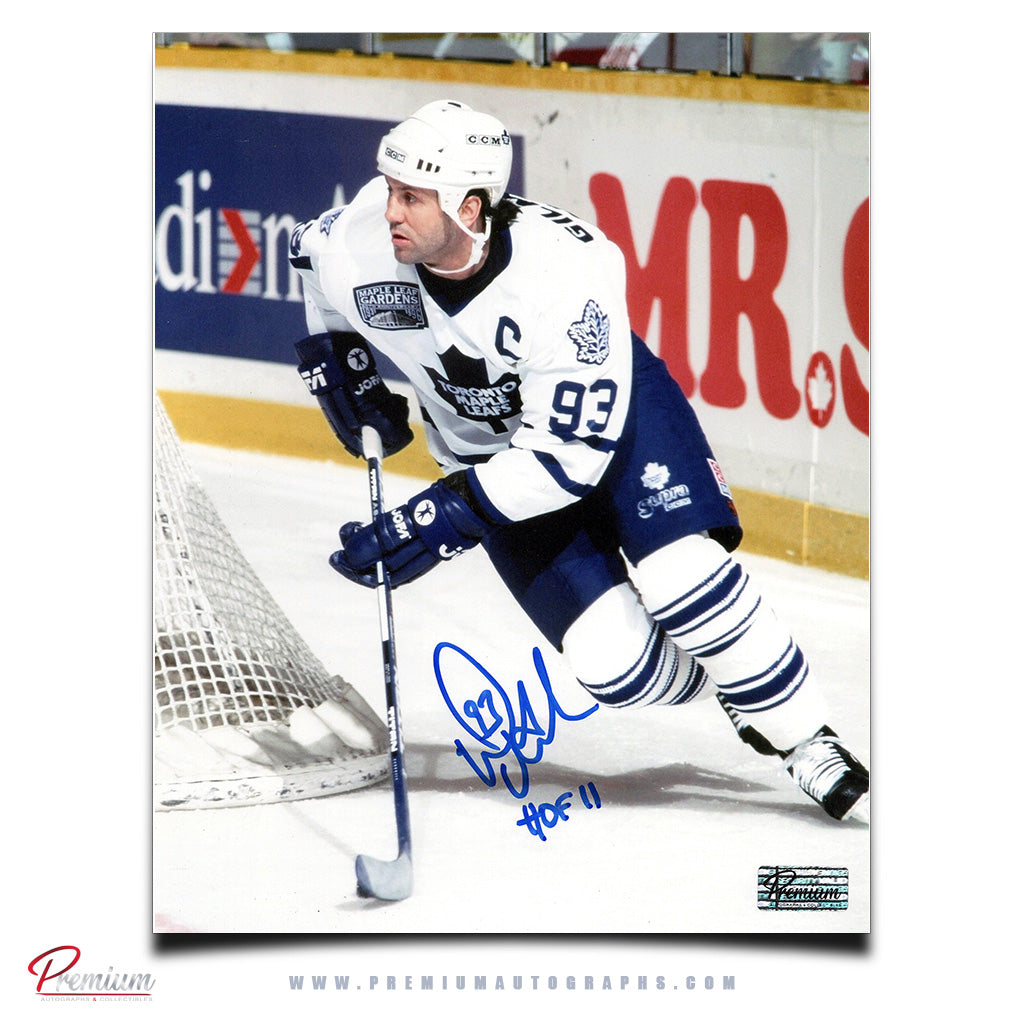 Doug Gilmour Toronto Maple Leafs Autographed 8x10 Photograph Around the Net w/ HOF Insription