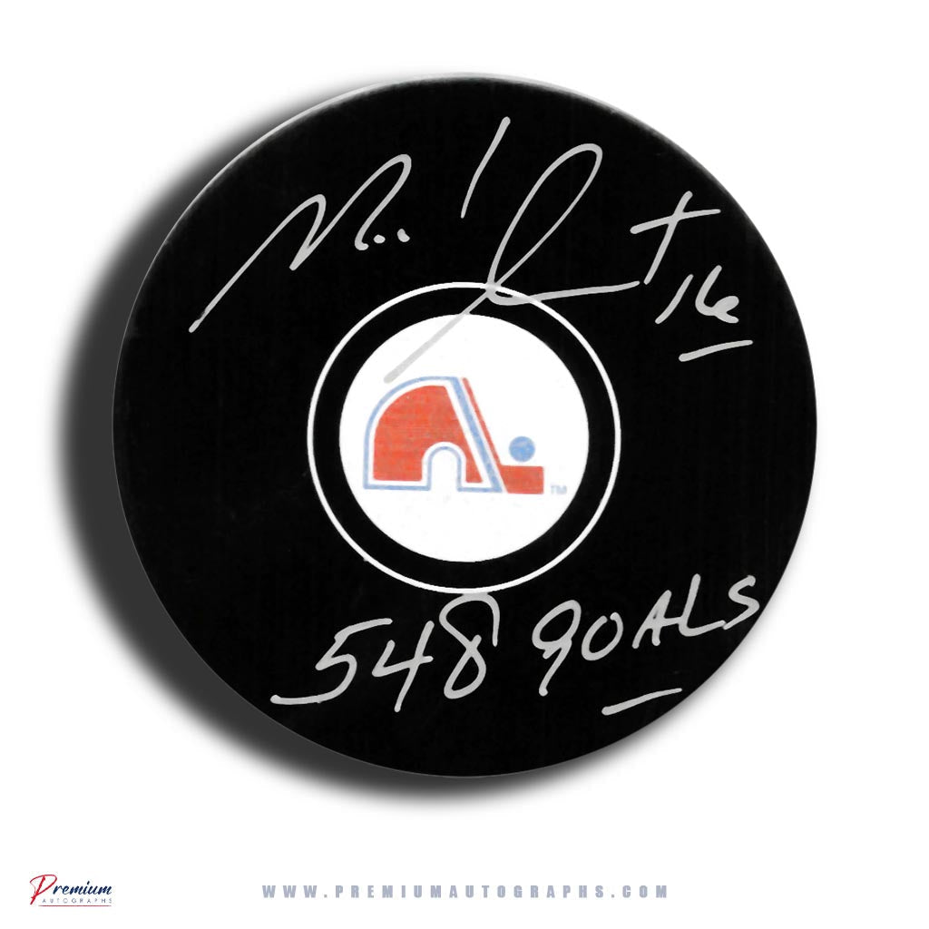 Michel Goulet Quebec Nordiques Signed Puck w/ 548 Goals Inscription