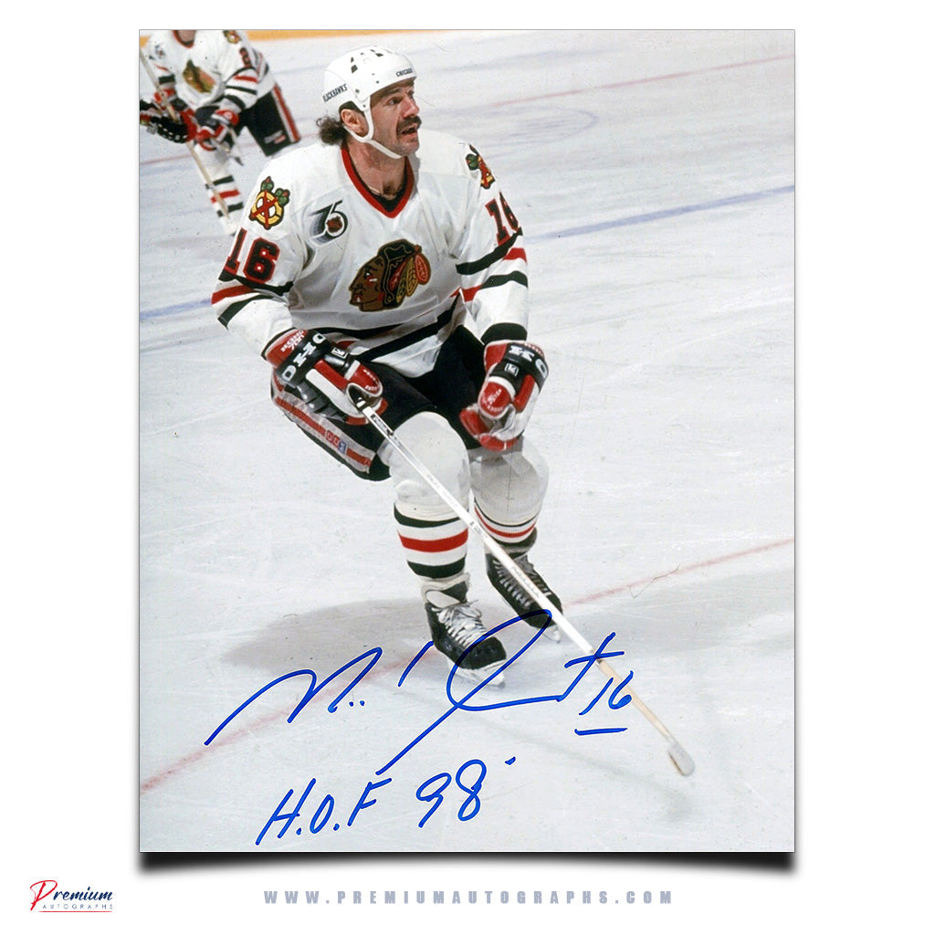 Michel Goulet Chicago Blackhawks 8x10 Photograph Top of the Circle / HOF Inscription