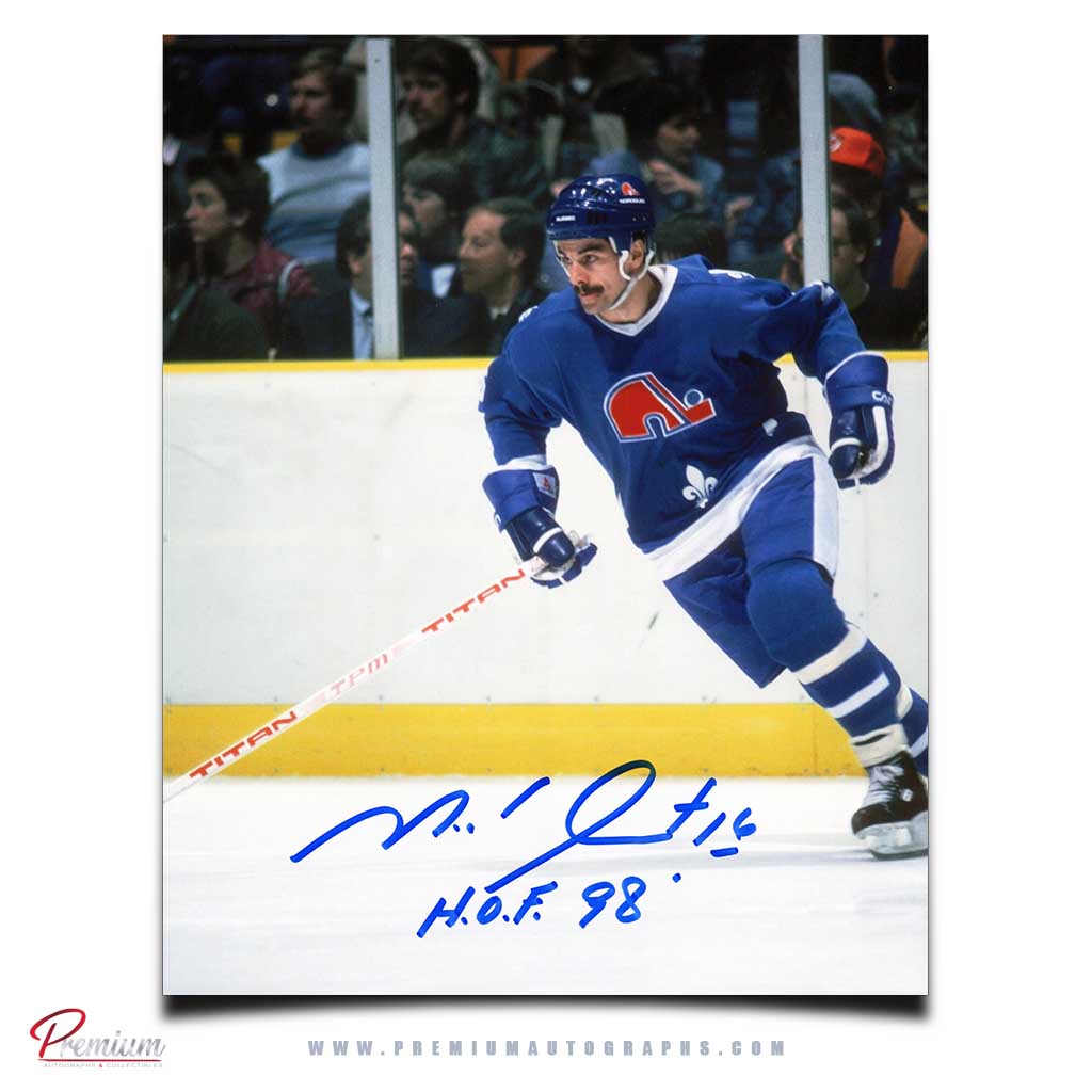 Michel Goulet Quebec Nordiques Signed 8x10 Photograph Skating w/ HOF 98 Inscription