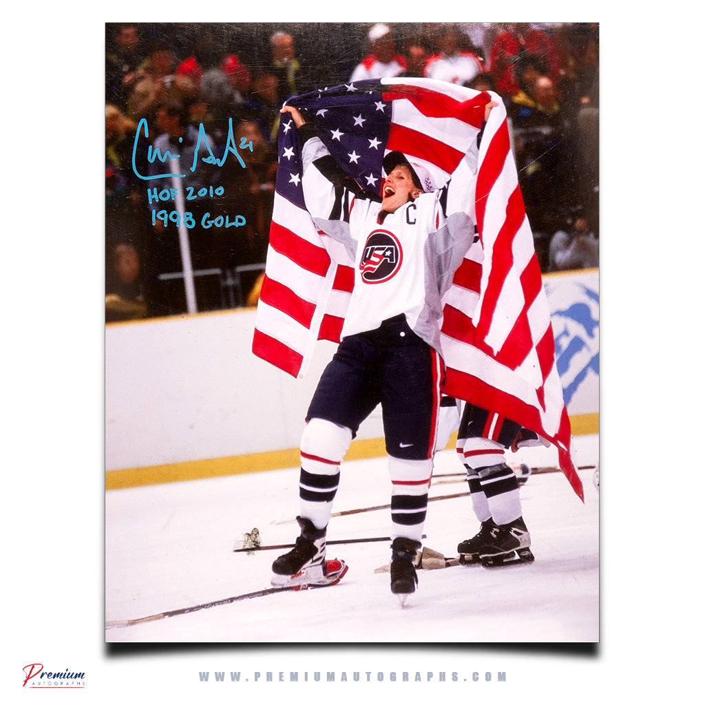 Cami Granato Team USA Signed 16x20 Photograph Captain Celebration w/ HOF 2010 & 1998 Gold