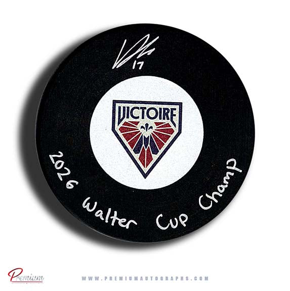 Dara Greig Montreal Victoire PWHL Autographed Puck w/ 2026 Walter Cup Champion Inscription