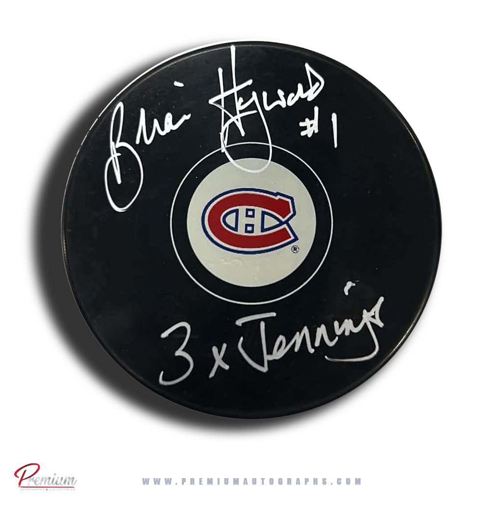 Brian Hayward Montreal Canadiens Autographed Puck w/ 2x Jennings