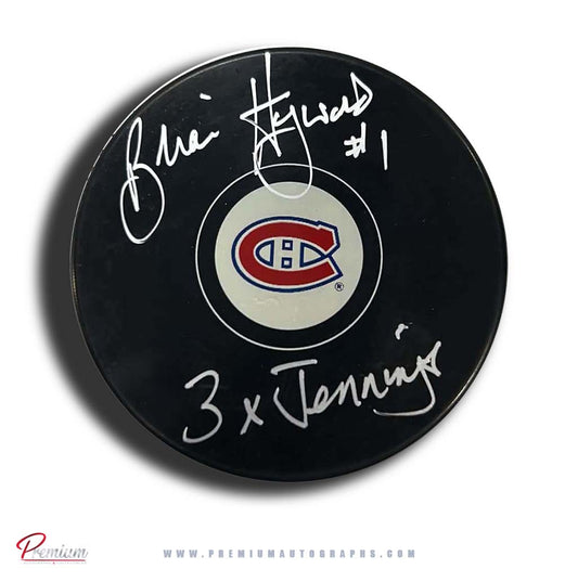Brian Hayward Montreal Canadiens Autographed Puck w/ 2x Jennings