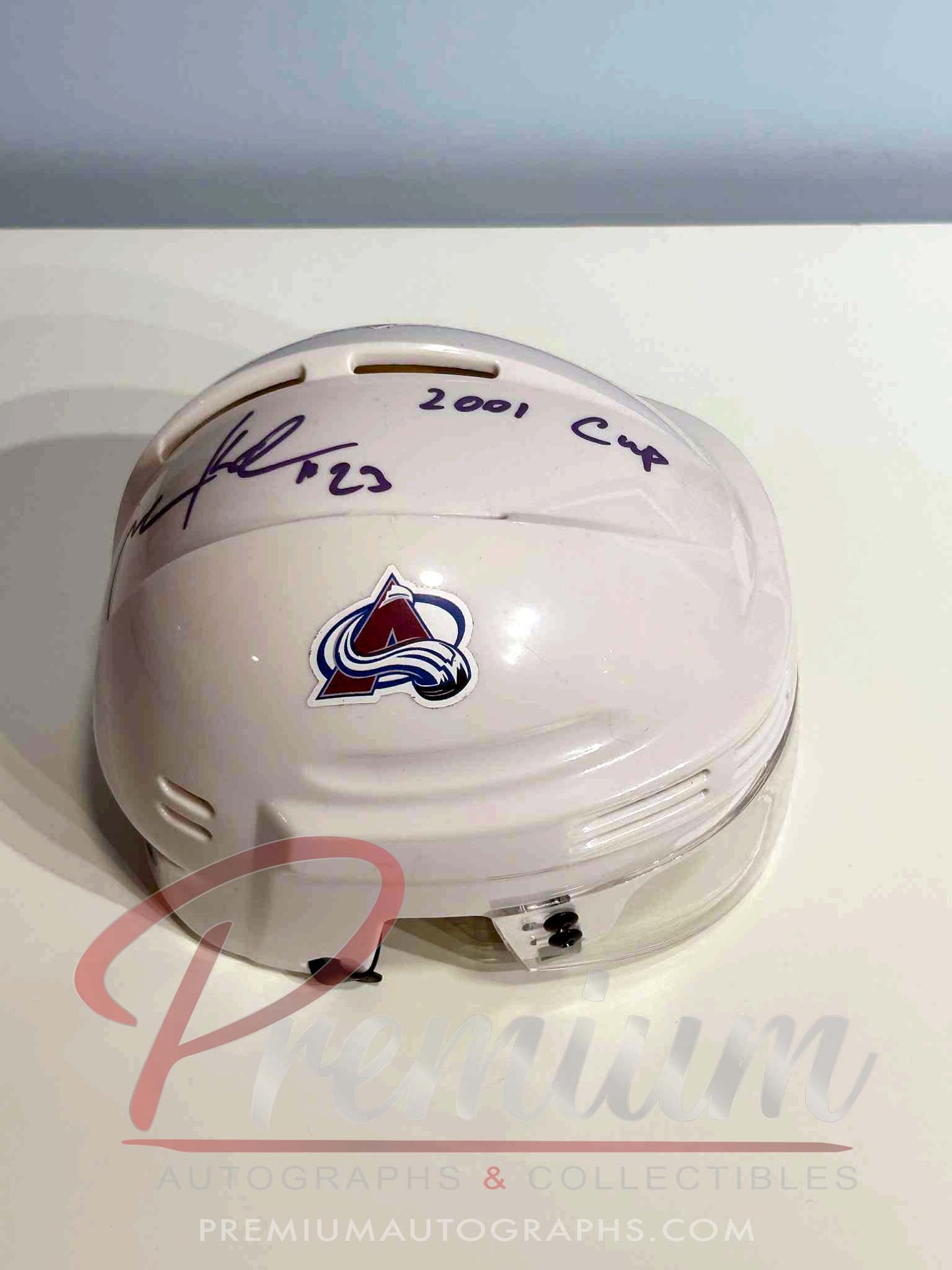 Milan Hejduk Colorado Avalanche Autographed Mini Helmet w/ 2001 Cup Inscription WHITE