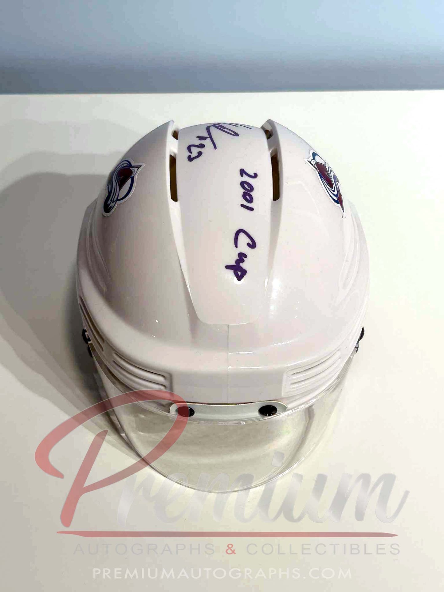 Milan Hejduk Colorado Avalanche Autographed Mini Helmet w/ 2001 Cup Inscription WHITE
