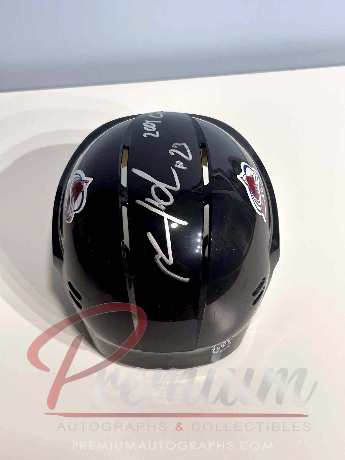 Milan Hejduk Colorado Avalanche Autographed Mini Helmet w/ 2001 Cup Inscription BLACK