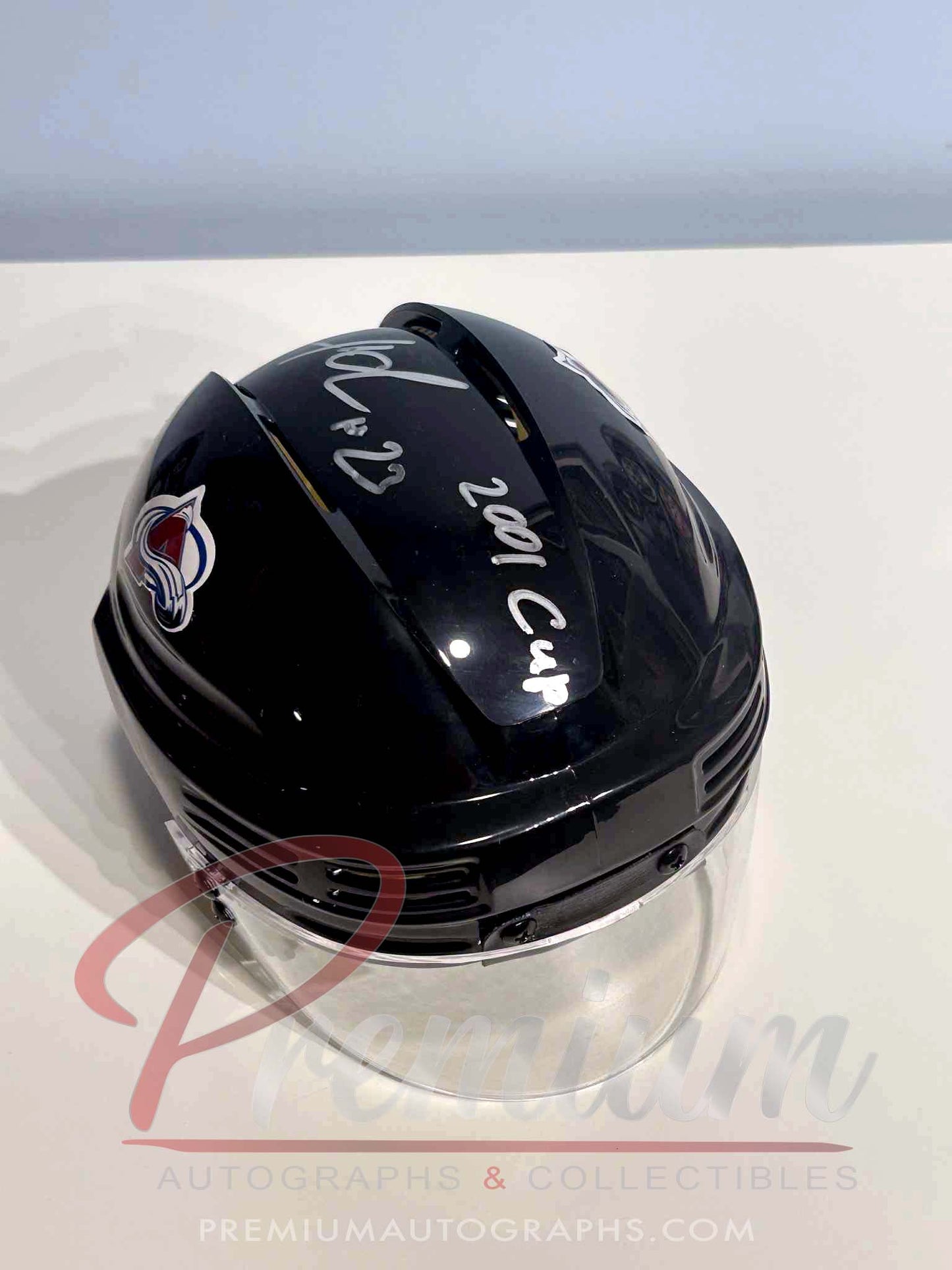 Milan Hejduk Colorado Avalanche Autographed Mini Helmet w/ 2001 Cup Inscription BLACK