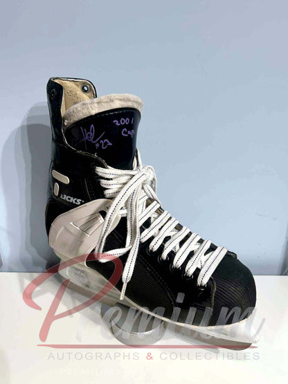 Milan Hejduk Autographed Used Skate w/ 2001 Cup Inscription