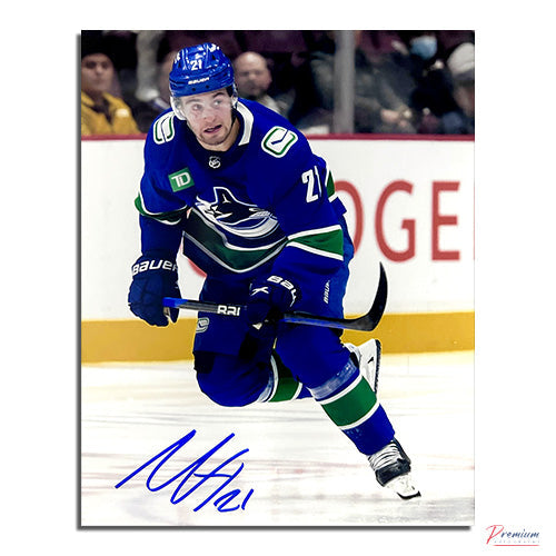 Nils Hoglander Vancouver Cancuks Signed 8x10 Photograph On the Attack