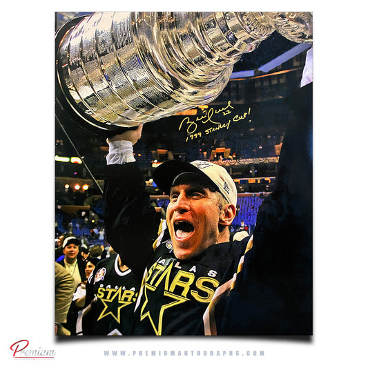 Brett Hull Dallas Stars Autographed 16x20 Stanley Cup Celebration w/ 1999 Stanley Cup! Insctiption