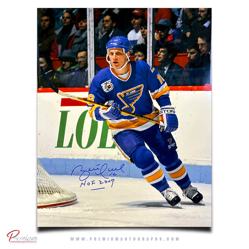Brett Hull St. Louis Blues Autographed 16x20 Around the Net w/ HOF 2009