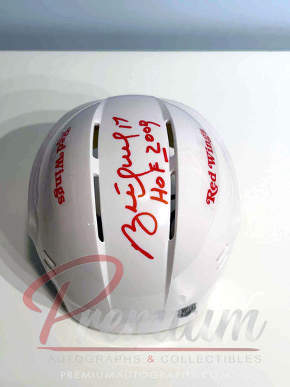 Brett Hull Detroit Red Wings Autographed Mini Helmet w/ HOF 2009 Inscription