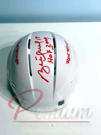 Brett Hull Detroit Red Wings Autographed Mini Helmet w/ HOF 2009 Inscription