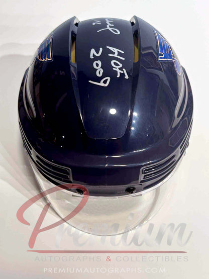 Brett Hull St. Louis Blues Autographed Mini Helmet w/ HOF 2009 Inscription