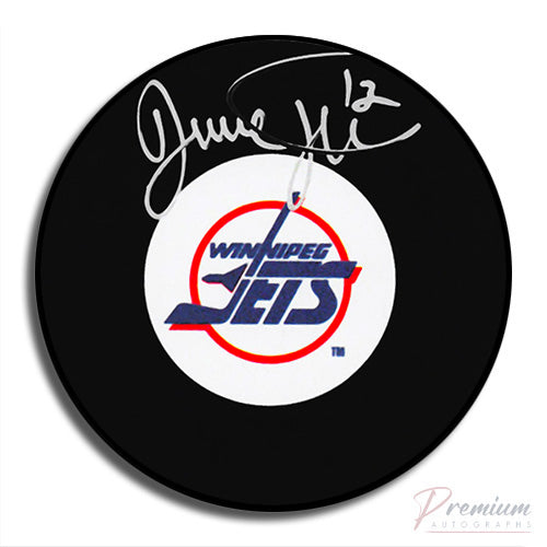 Dave Hunter Winnipeg Jets Signed Puck