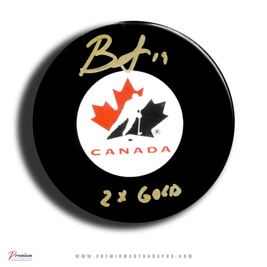 Brianne Jenner Team Canada Signed Puck w/ 2x Gold Inscription