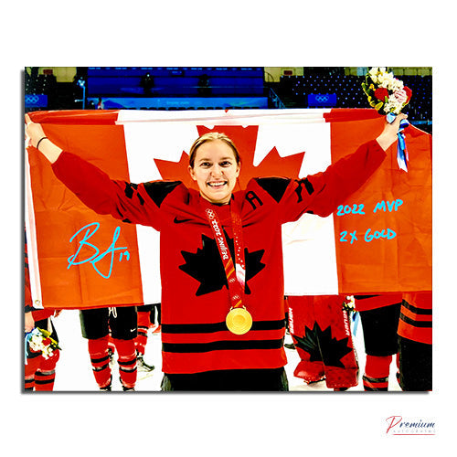 Brianne Jenner Team Canada Signed 8x10 Photograph /w 2022 MVP & 2x Gold Inscription