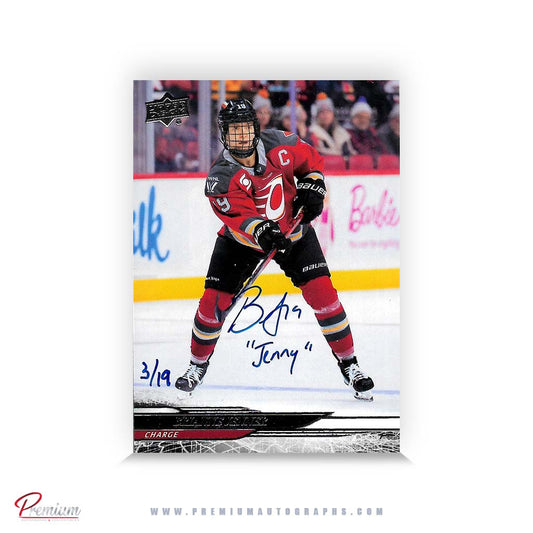 Brianne Jenner Ottawa Charge Autographed 2024-25 Upper Deck PWHL Hockey Card #1 Ltd /19 Nicknames  edn. w/ "Jenny" Inscription