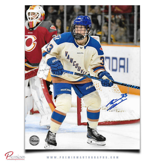 Michelle Karvinen Vancouver Goldeneyes PWHL Autographed 8x10 Photograph in front of the Net