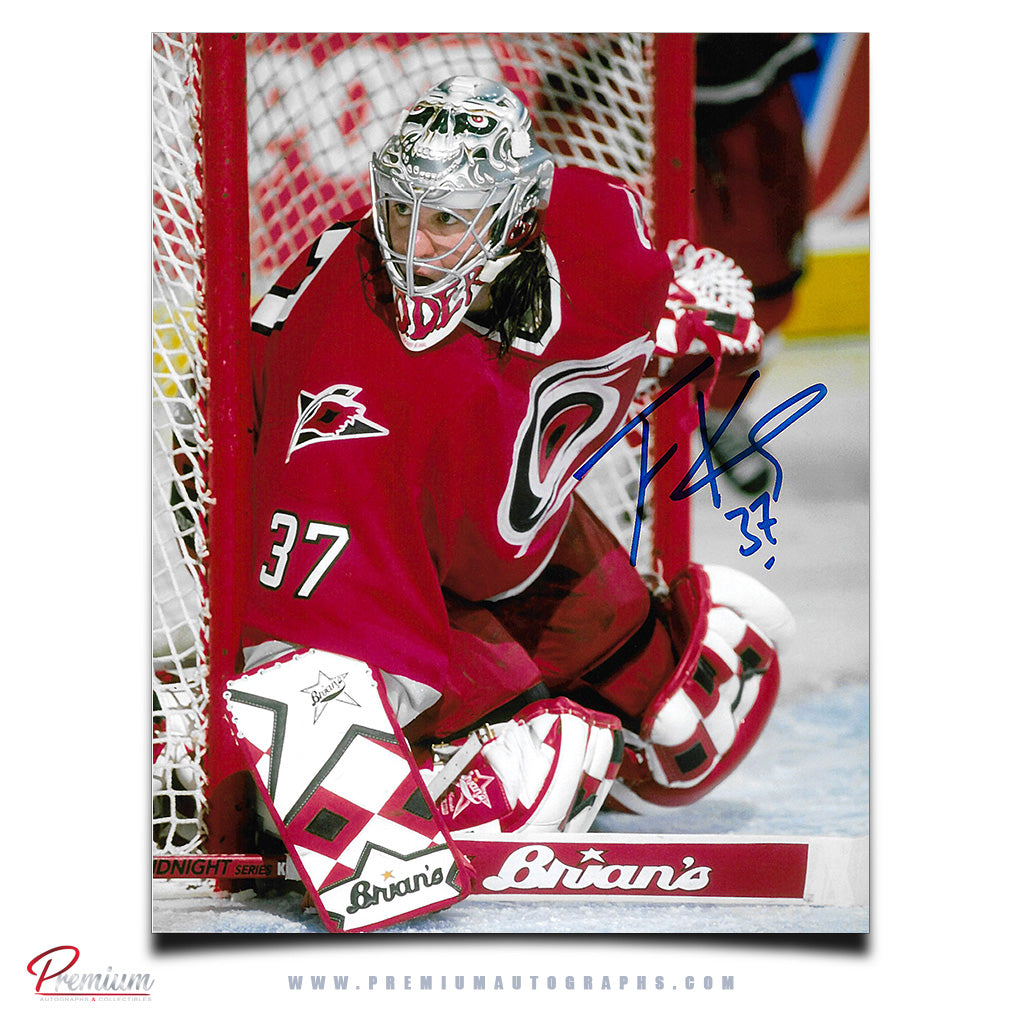 Trevor Kidd Carolina Hurricanes Autographed 8x10 Photograph Against the Post