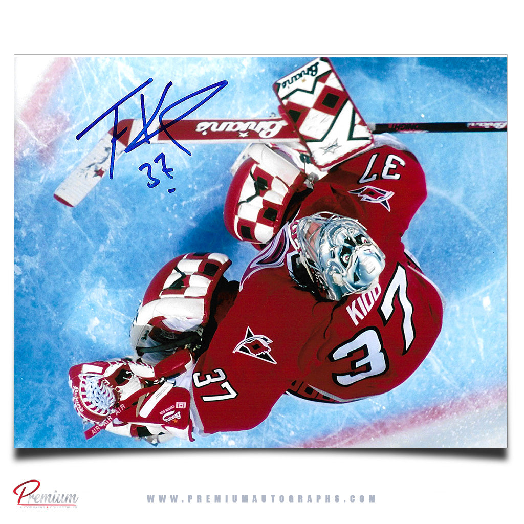 Trevor Kidd Carolina Hurricanes Autographed 8x10 Photograph Over Head Cam