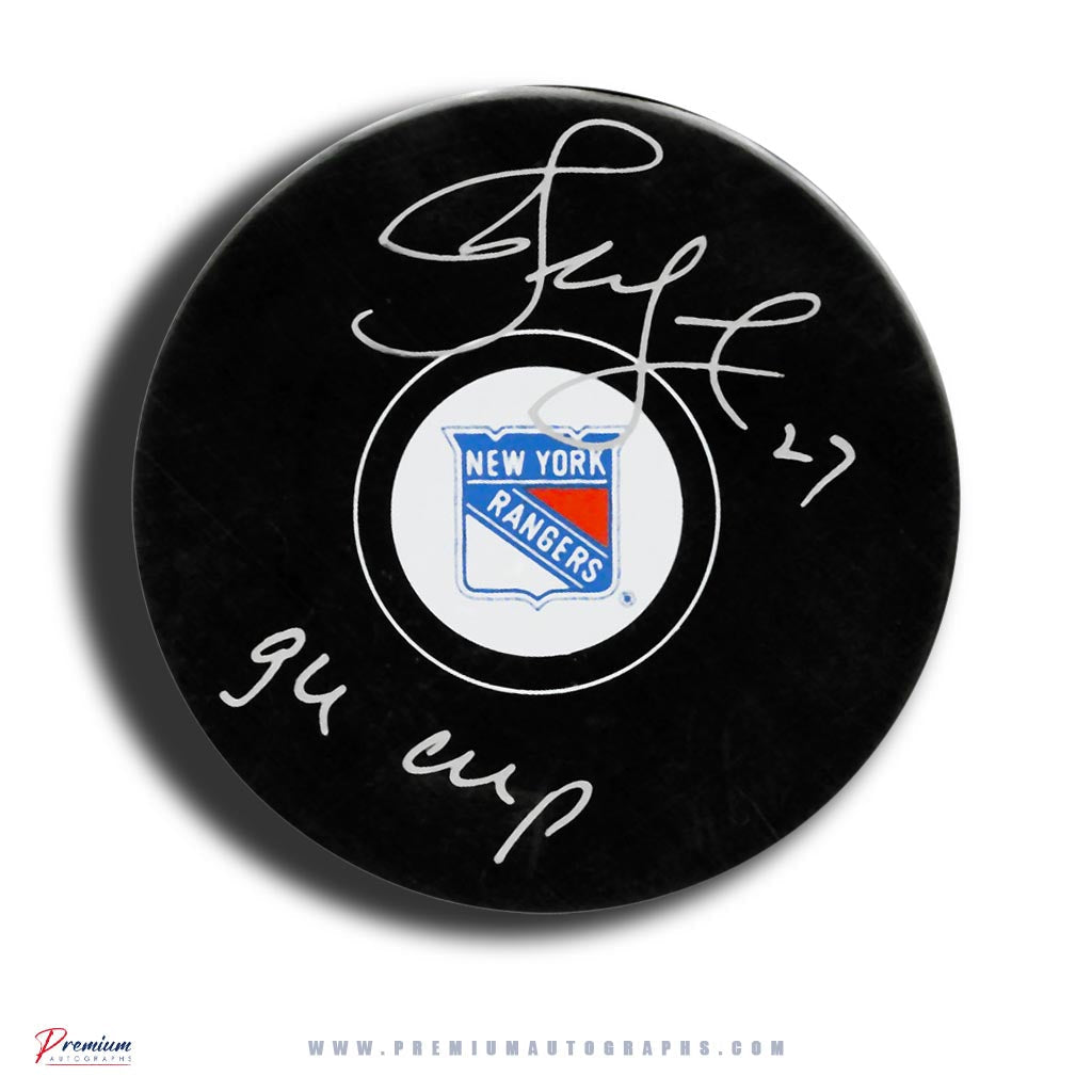 Alex Kovalev New York Rangers Signed Puck w/ 94 Cup Inscription