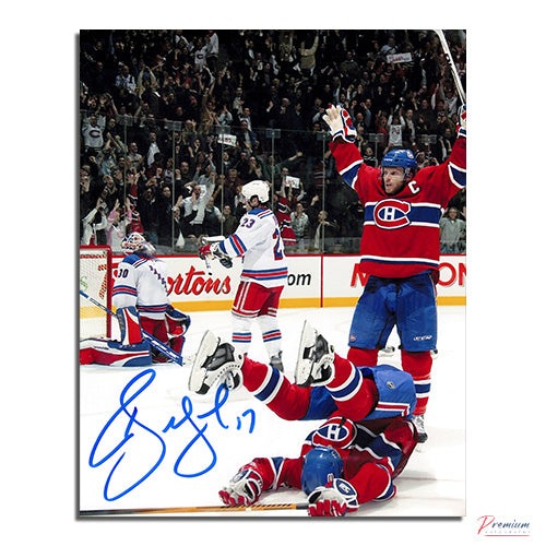 Alex Kovalev Montreal Canadiens Signed 8x10 Photograph Belly Up Goal Celebration