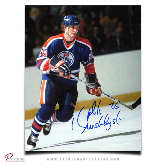 Mike Krushelnyski Edmonton Oilers Autographed 8x10 Photograph On the Attack