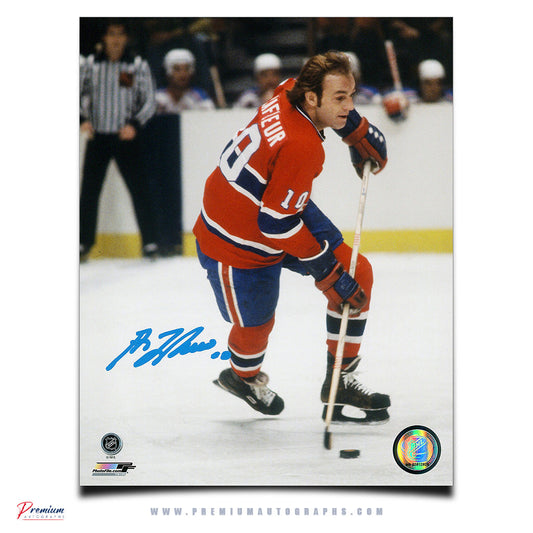 Guy Lafleur Montreal Canadiens Signed 8x10 Photograph with the Puck