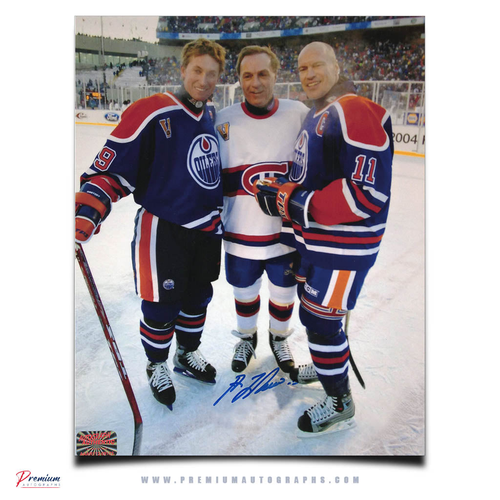 Guy Lafleur Montreal Canadiens Signed 8x10 Photograph Winter Classic with Gretzky & Messier