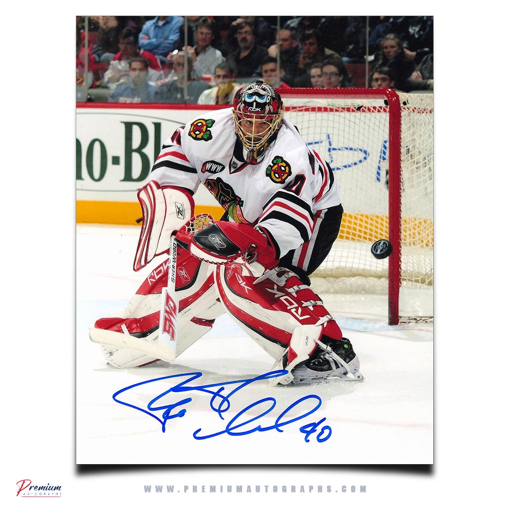 Patrick Lalime Chicago Blackhawks Signed 8x10 Photograph Clearing the Puck