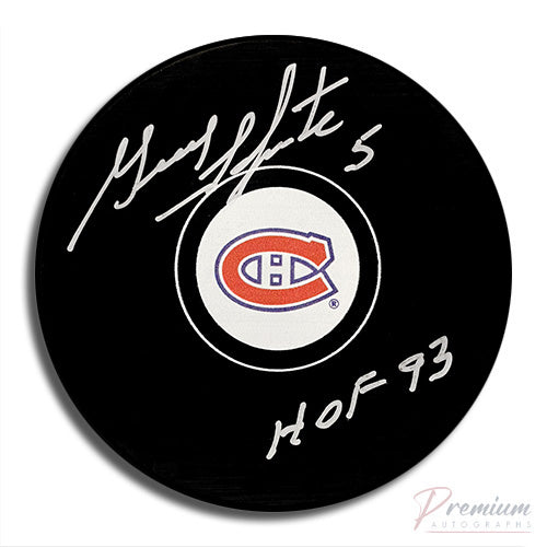 Guy Lapointe Montreal Canadiens Signed Puck w/ HOF 93 Inscription