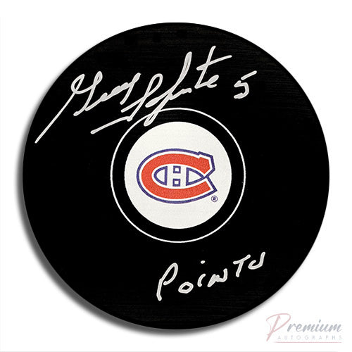 Guy Lapointe Montreal Canadiens Signed Puck w/ Pointu Inscription