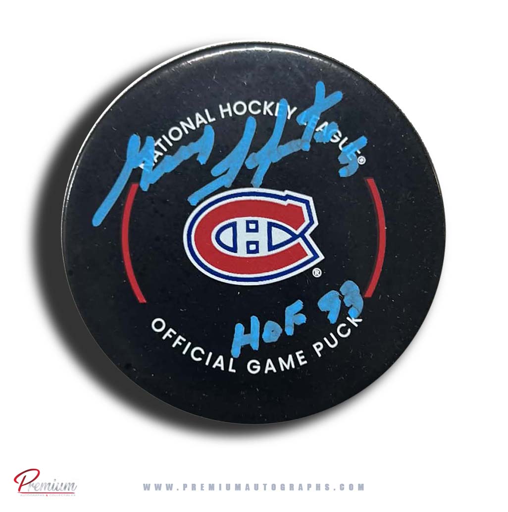 Guy LaPointe Montreal Canadiens Autographed  Official Game Puck w/ HOF 93 Inscription