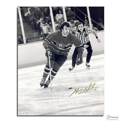 Guy Lapointe Montreal Canadiens Signed 8x10 Photograph Up Ice B&W