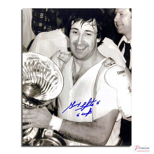 Guy Lapointe Montreal Canadiens Signed 8x10 Photograph Stanley Cup w/ 6 Cups Inscription