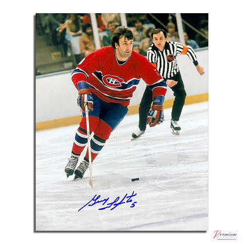 Guy Lapointe Montreal Canadiens Signed 8x10 Photograph with the Puck