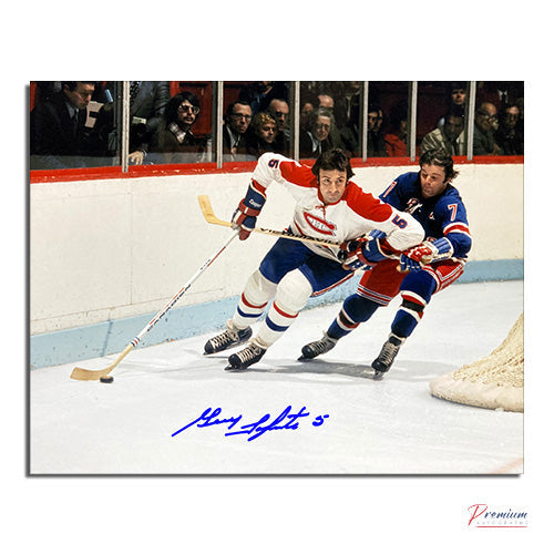 Guy Lapointe Montreal Canadiens Signed 8x10 Photograph Battling Vs. Gilbert