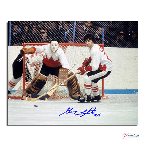 Guy Lapointe Team Canada Signed 8x10 Photograph 1972 Summit w/ T. Esposito