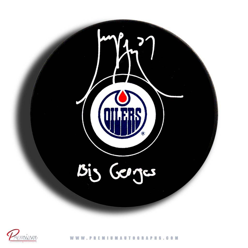 Georges Laraque Edmonton Oilers Autographed Puck w/ Big Georges