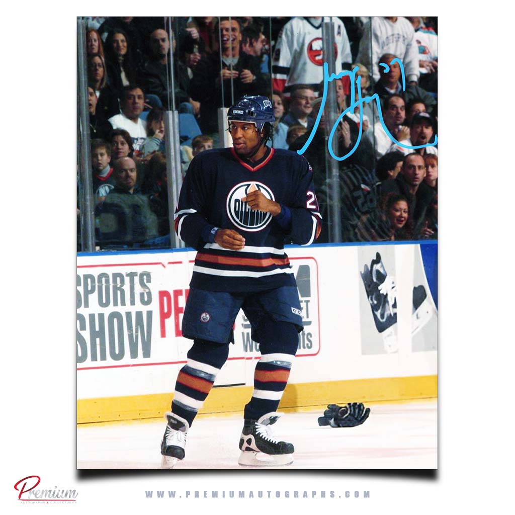 Georges Laraque Edmonton Oilers Autographed 8x10 Photograph Squaring Off