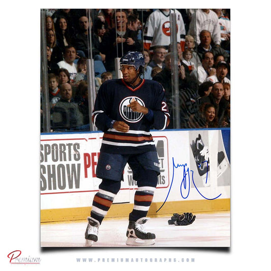 Georges Laraque Edmonton Oilers Autographed 8x10 Photograph Squaring Off