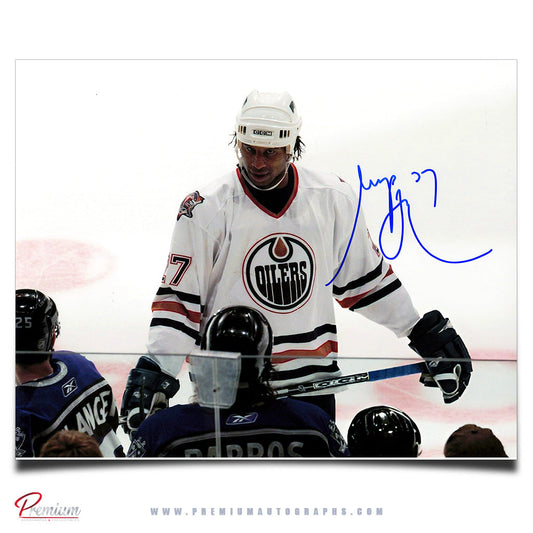 Georges Laraque Edmonton Oilers Autographed 8x10 Photograph Stare Down