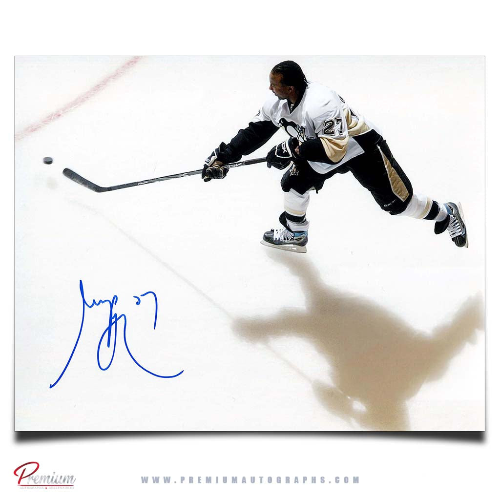 Georges Laraque Pittsburgh Penguins Autographed 8x10 Photograph Overhead Shot