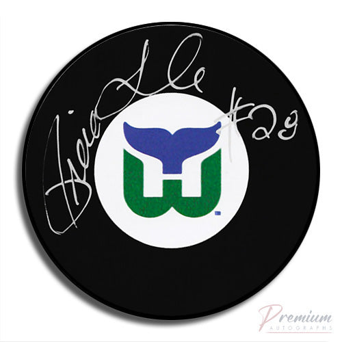 Pierre Larouche Hartford Whalers Signed Puck