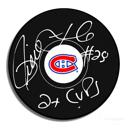 Pierre Larouche Montreal Canadiens Signed Puck w/ 2x Cups Inscription