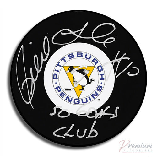 Pierre Larouche Pittsburgh Penguins Signed Puck w/ 50 Goal Club Inscription