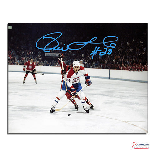 Pierre Larouche Montreal Canadiens Signed 8x10 Photograph Battling Vs. Barons